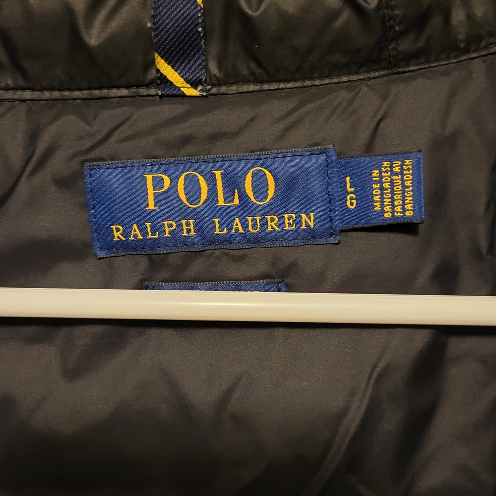 Ralph Lauren Black Puffer Vest with Blue and Yellow Accents - Picture 2 of 11